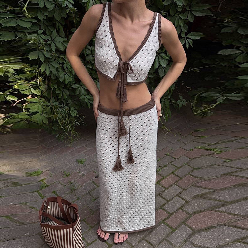 Crochet Top Boho - Сексуальный комплект из топа на бретелях