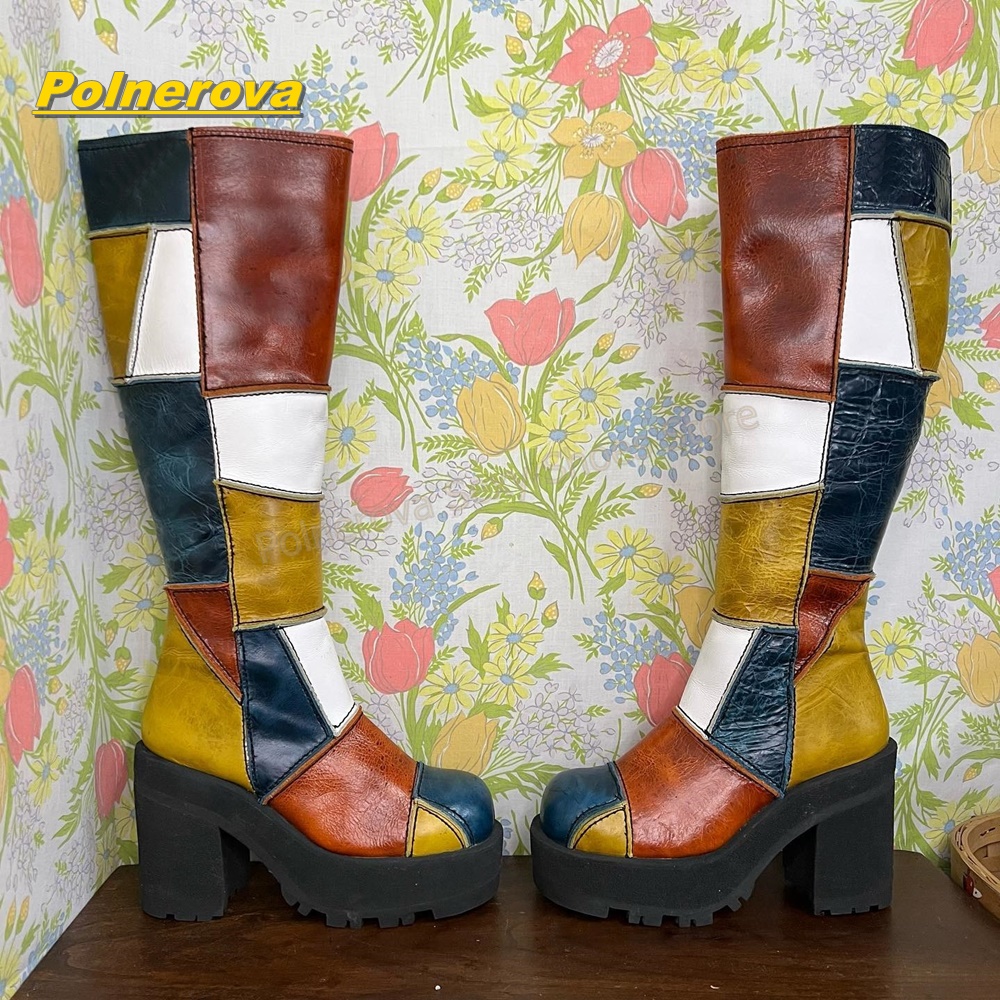Vintage And Modern Fashion - Женские ретро-ботинки до колена из кожи