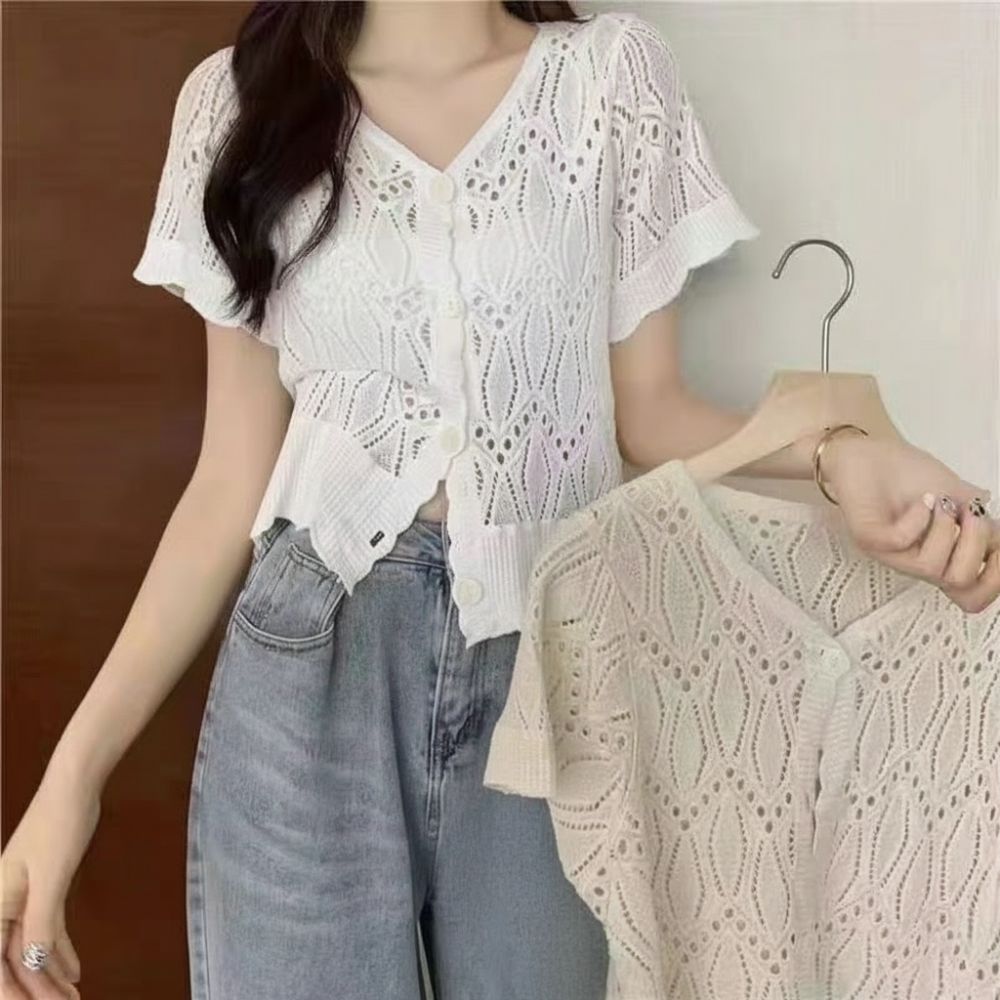 Crochet Top Boho - Модная вязаная крючком блузка с V-образным