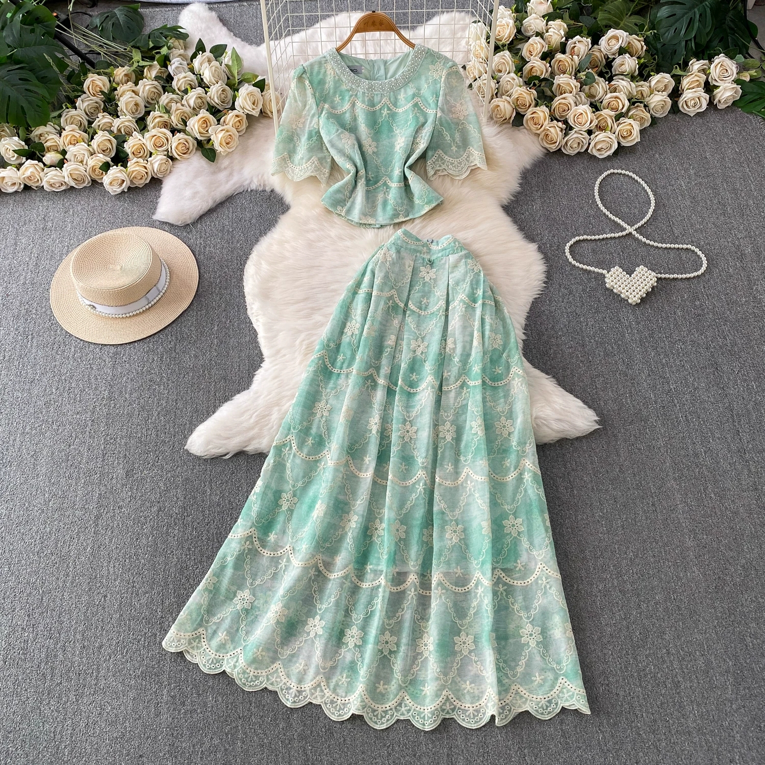 Crochet Top Boho - Винтажный комплект в стиле бохо с