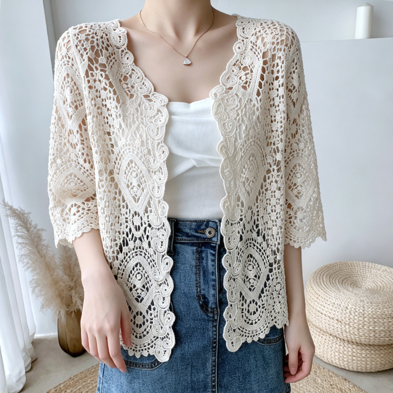 Crochet Top Boho - Вязаный крючком кардиган с открытым передом