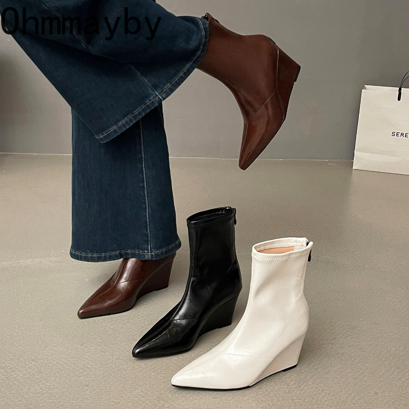 Vintage And Modern Fashion - Осень-зима, винтажные женские ботильоны на танкетке,