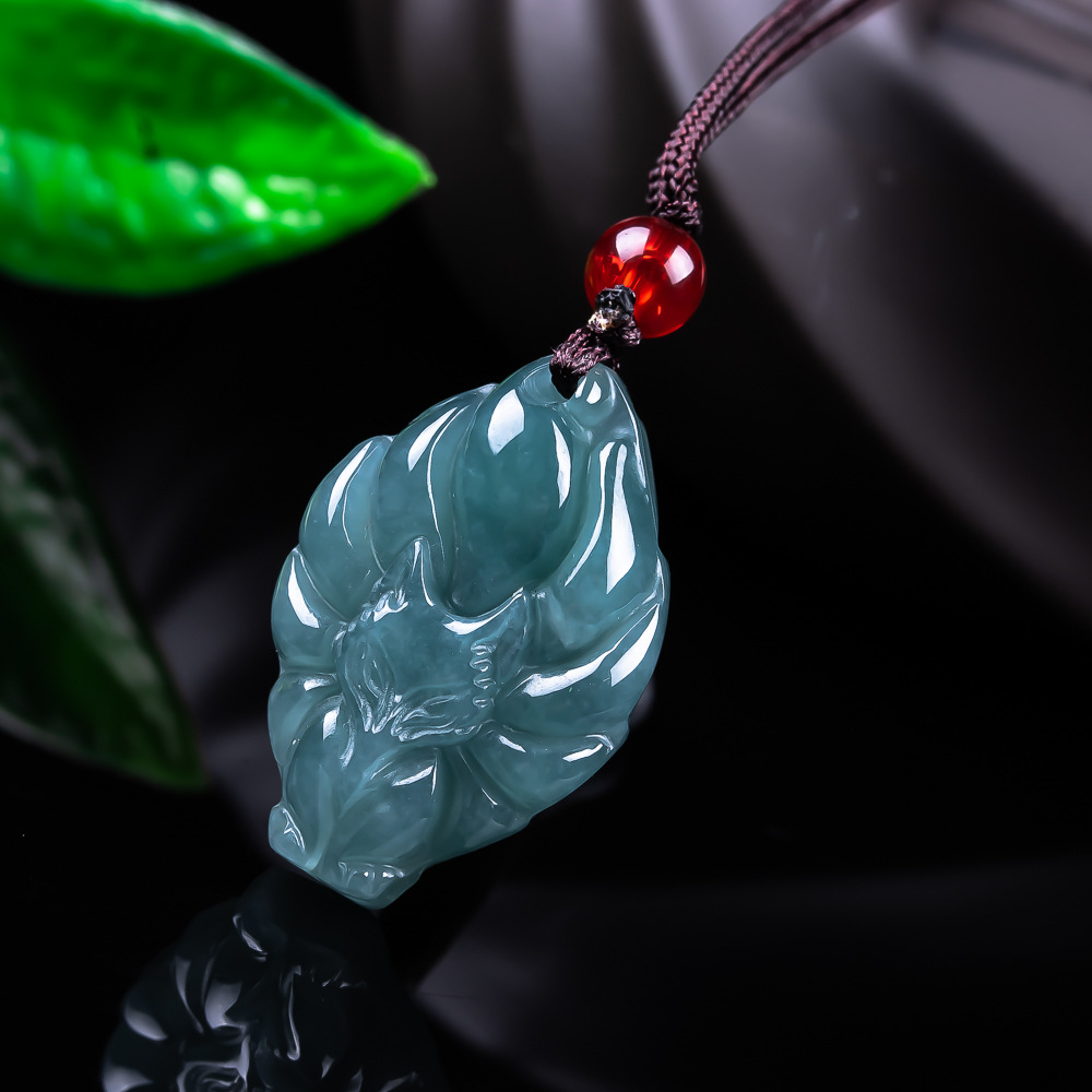 Vintage Fashion Necklace - Натуральный бирманский нефритовый кулон-лиса, винтажные аксессуары,