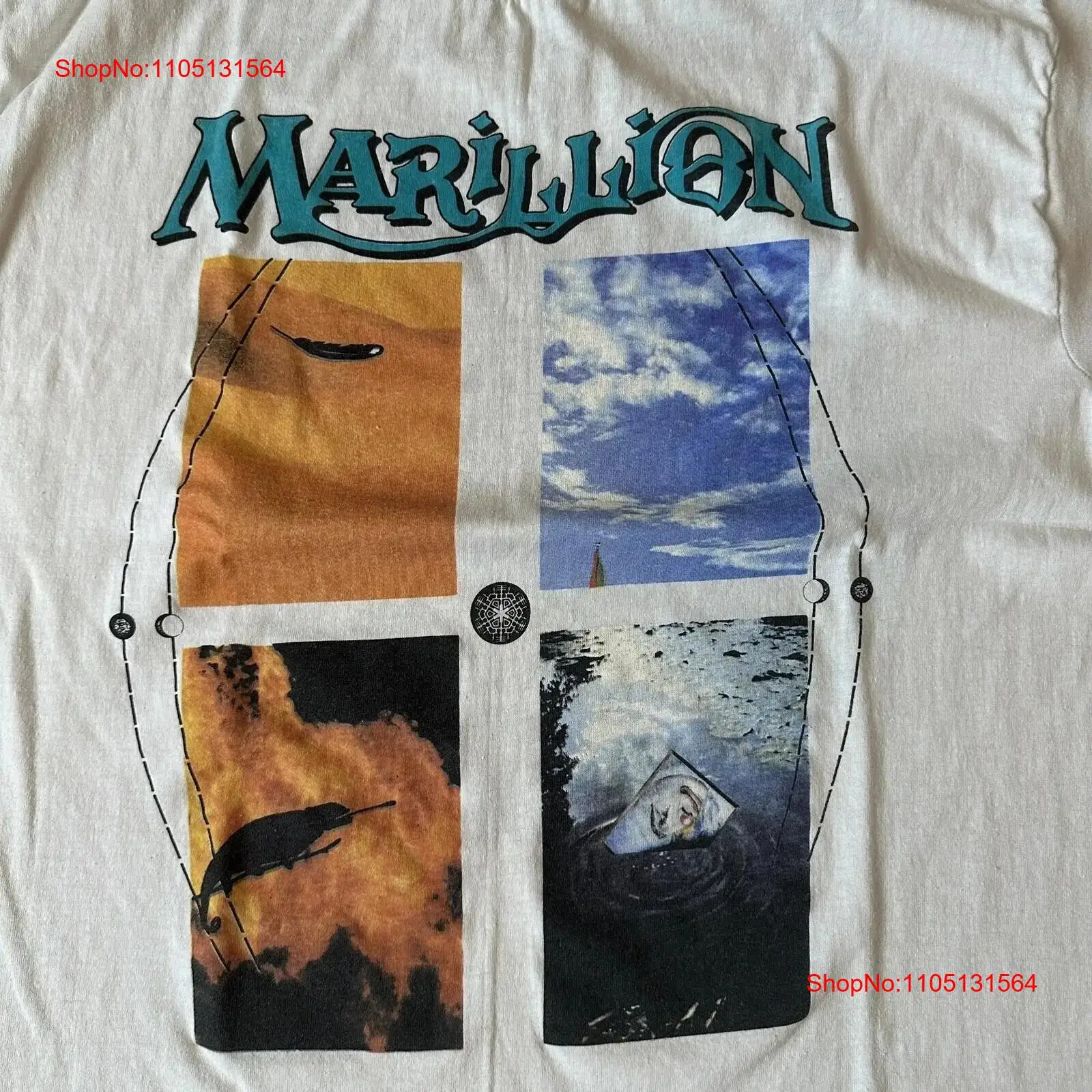 Vintage Fashion Knitwear - Винтажная белая футболка RARE Marillion из