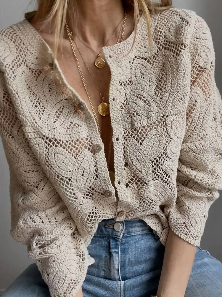 Crochet Top Boho - Женские вязаные рубашки крючком, кружевные блузки