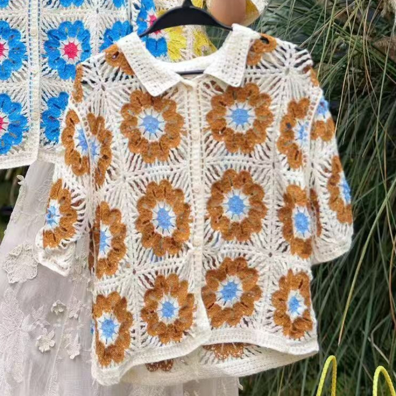 Вязаная крючком рубашка-поло с – обзор и цена Crochet Top Boho