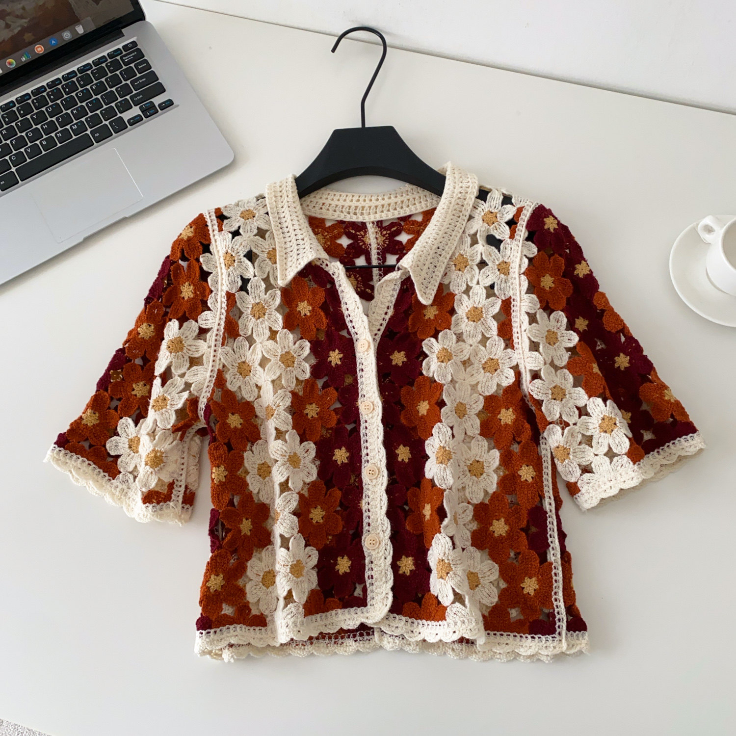Женский вязаный кардиган с цве – обзор и цена Crochet Top Boho