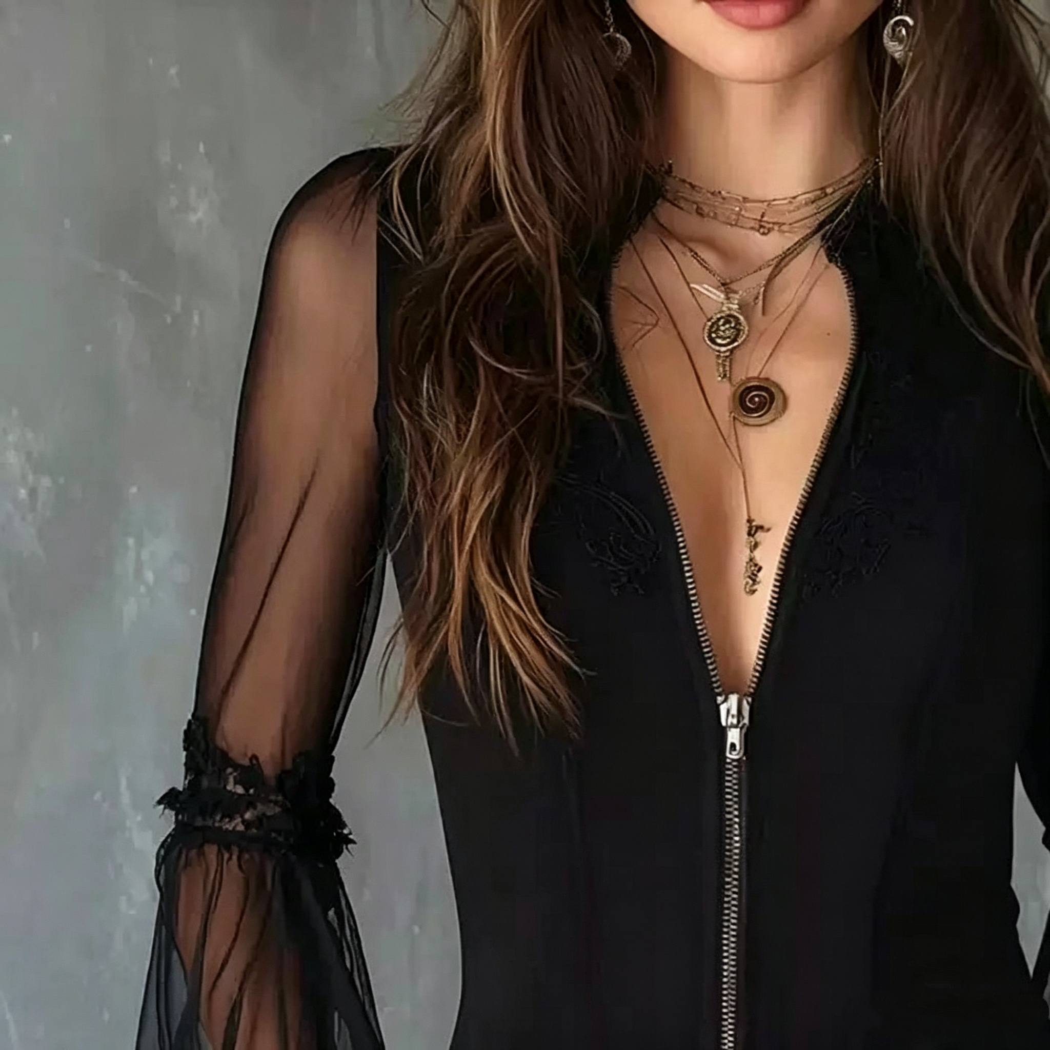 Женская черная прозрачная блуз – обзор и цена Vintage Fashion Necklace