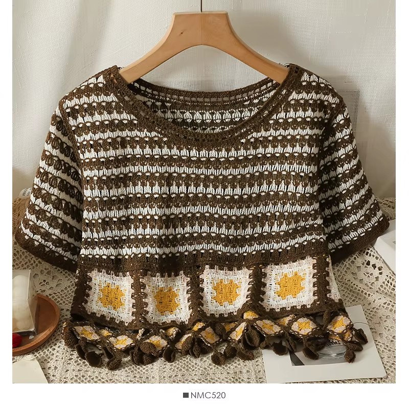 Вязаный топ с коротким рукавом – обзор и цена Crochet Top Boho
