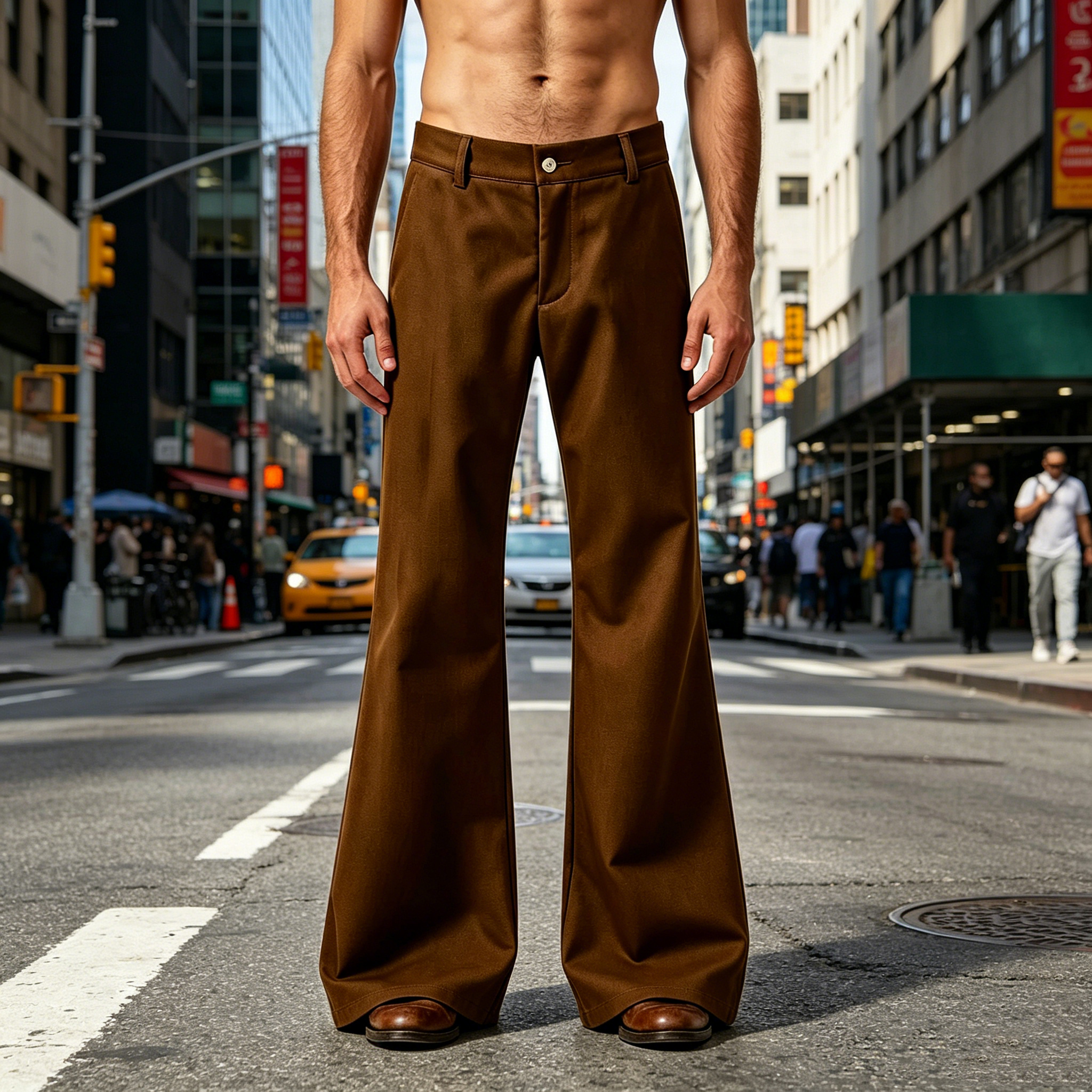 Мужские брюки-клеш в стиле рет – обзор и цена Wide Leg Trouser 70S