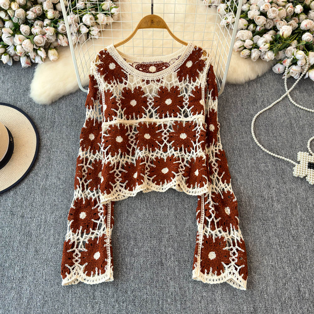 Женский вязаный кроп-топ с цве – обзор и цена Crochet Top Boho