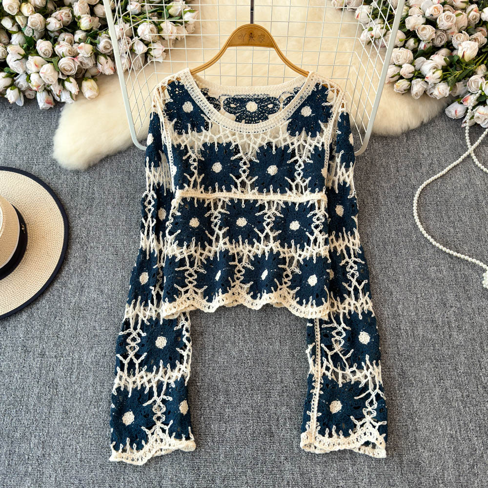 Женский вязаный кроп-топ с цве – обзор и цена Crochet Top Boho